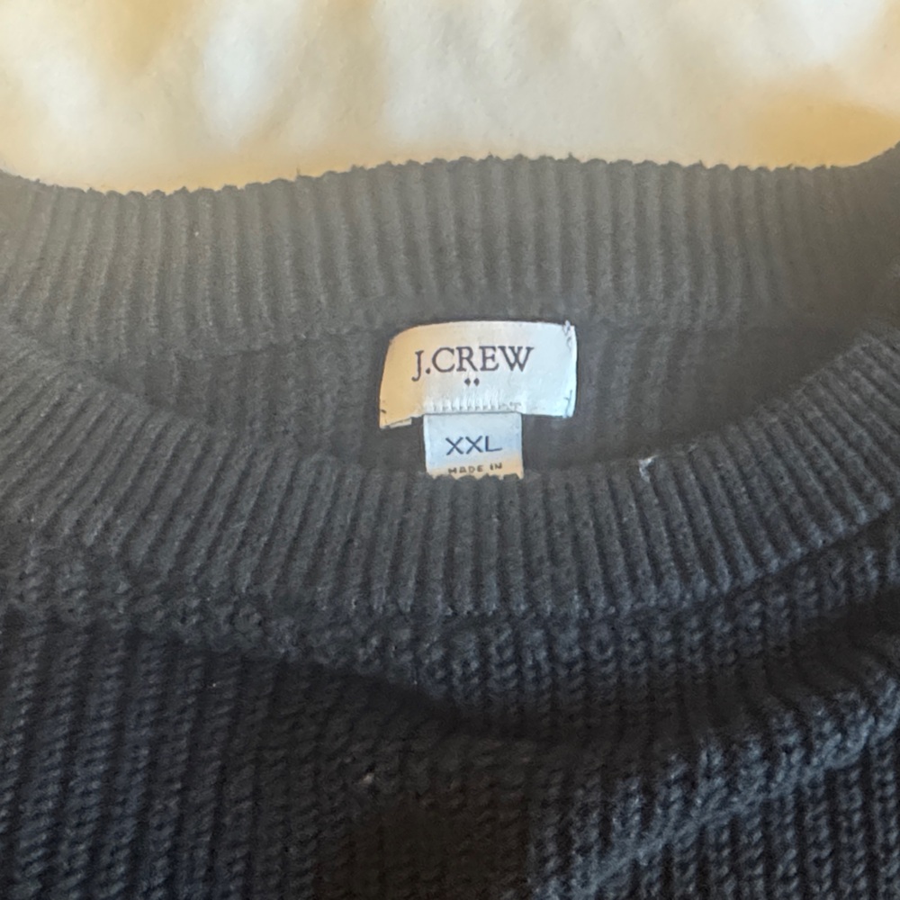 J. Crew Black Ribbed Crewneck Sweater